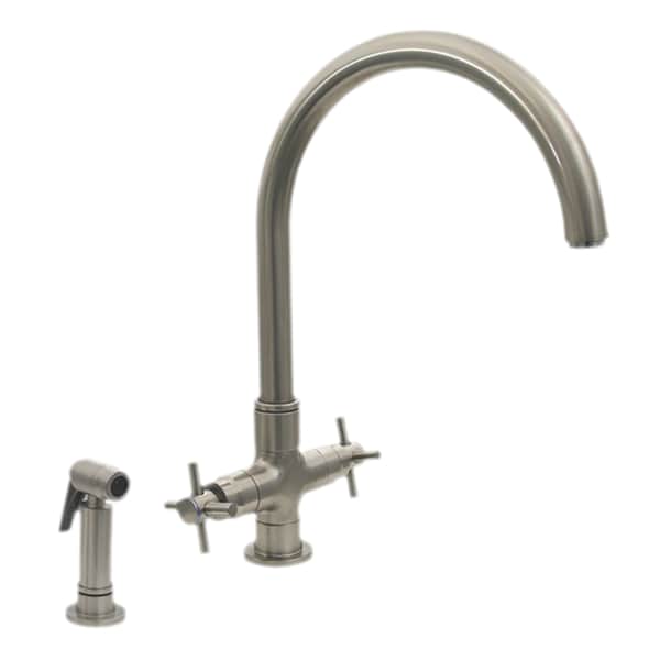 Whitehaus Dual Handle Faucet W/ Gooseneck Swivel Spout, Cross Style Handles And B 3-03954SS85-BN - main